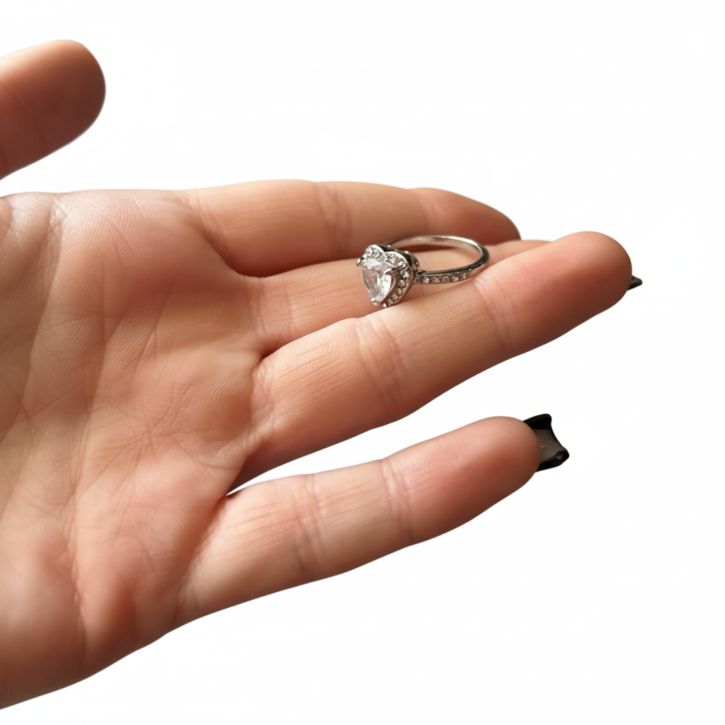 Heart-Shaped Diamond Halo Engagement Ring