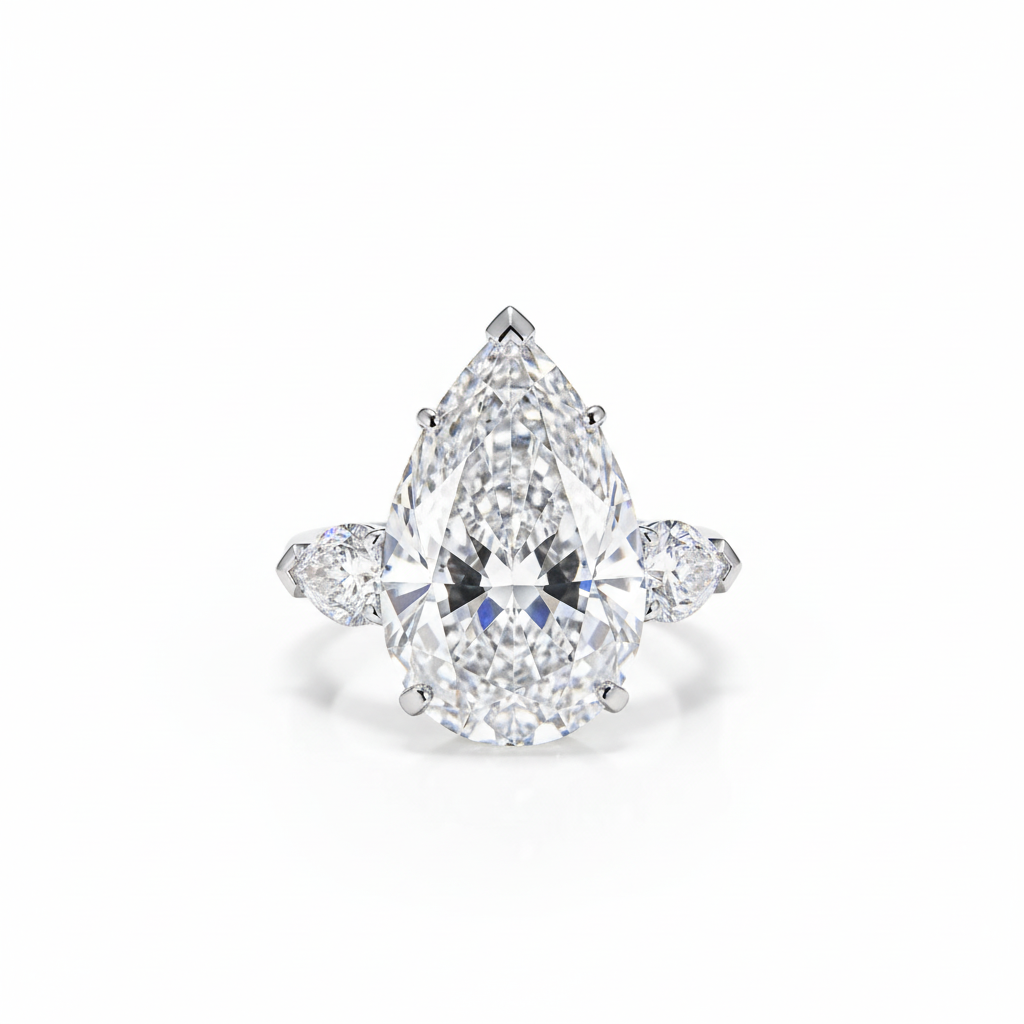 Pear-Shaped Diamond Three-Stone Engagement Ring