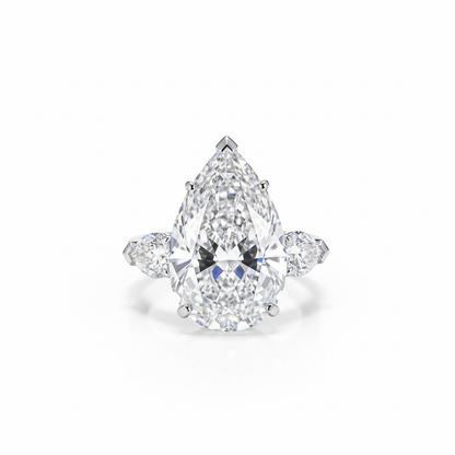 Pear-Shaped Diamond Three-Stone Engagement Ring