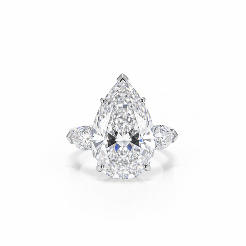 Pear-Shaped Diamond Three-Stone Engagement Ring