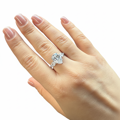 Pear-Shaped Diamond Three-Stone Engagement Ring