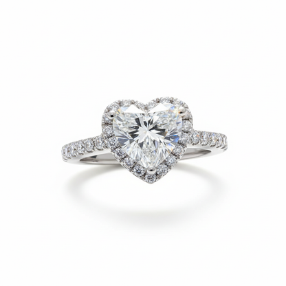 Heart-Shaped Diamond Halo Engagement Ring