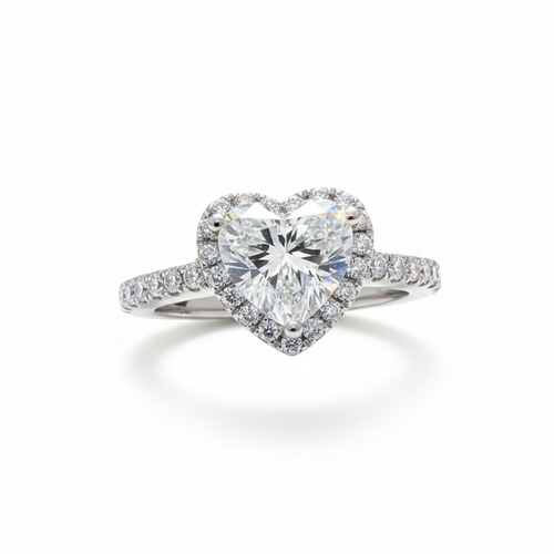 Heart-Shaped Diamond Halo Engagement Ring