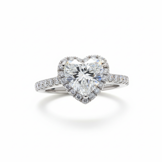 Heart-Shaped Diamond Halo Engagement Ring