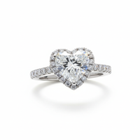 Heart-Shaped Diamond Halo Engagement Ring