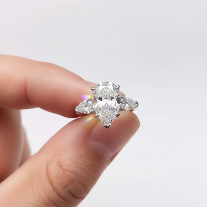 Pear-Shaped Diamond Three-Stone Engagement Ring